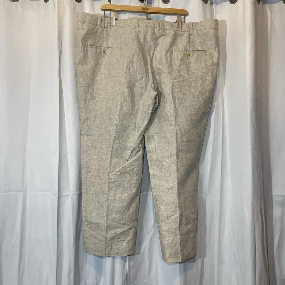 Men's BESPOKE STUDIO SUITS Linen Pants Light Natural Beige Trousers 45x26 Reg